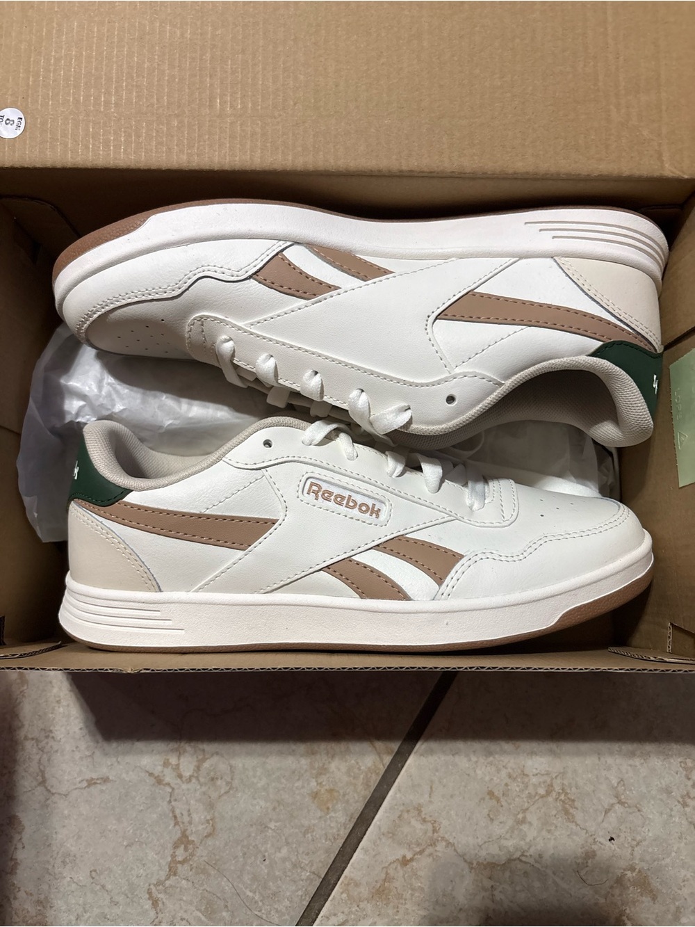 Reebok Court Advance Womens Beige Leather Lace Up Lifestyle Sneakers Size 7